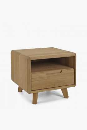 Nachtkommode aus massivem weißem Eichenholz skandinavisch